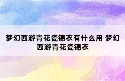 梦幻西游青花瓷锦衣有什么用 梦幻西游青花瓷锦衣